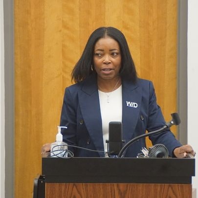 WID Member speaks at a podium